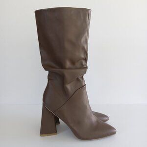 DOLCE VITA Womens Wandah square high-heeled brown mid-calf boots